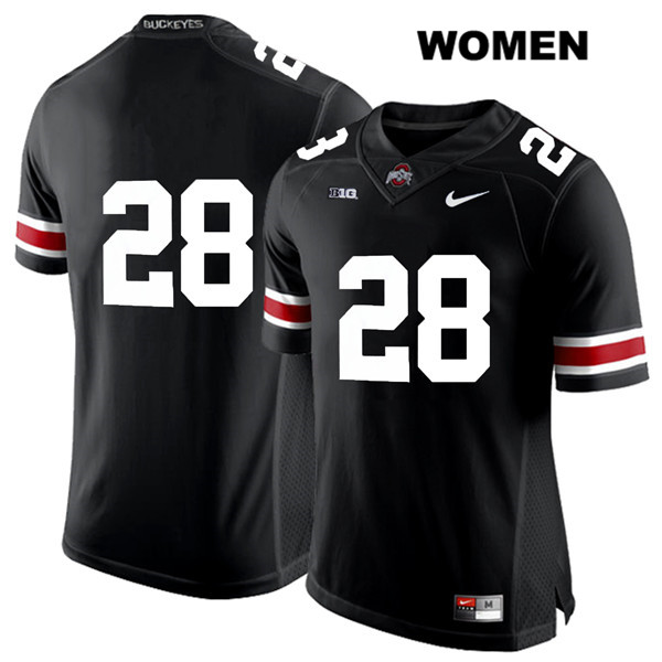 Ohio State Buckeyes Women's Amari McMahon #28 White Number Black Authentic Nike No Name College NCAA Stitched Football Jersey FN19W84ZE